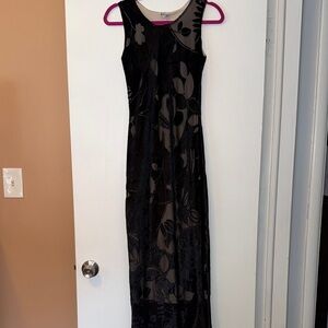 Vintage Elegant Black Floral Maxi Dress